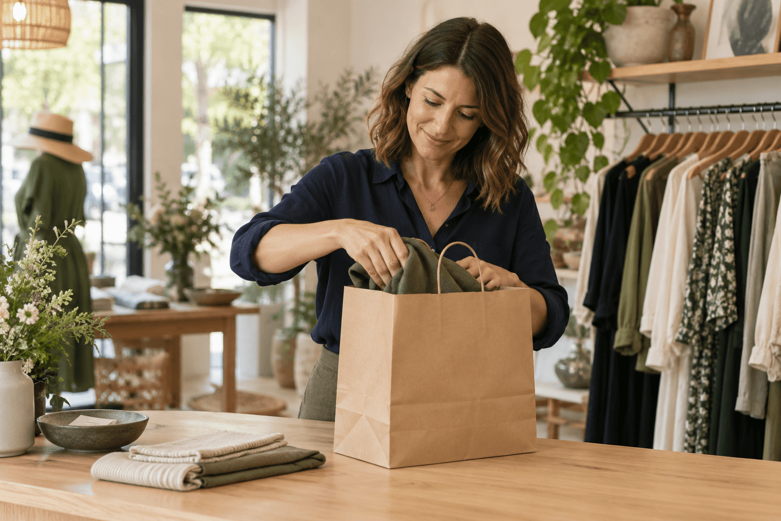 Retail owner preparing a customer’s order